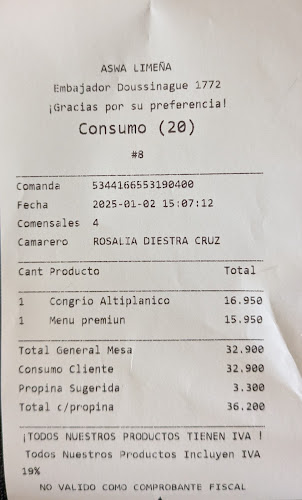 RESTAURANT PERUANO ASWA LIMEÑA